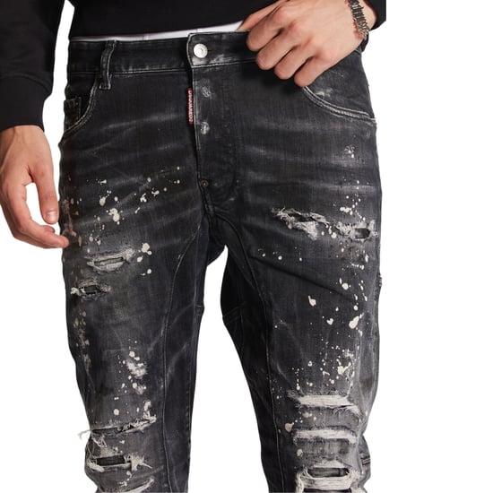 Dsquared2 Tidy Biker Jean Paint Splash verstärkte zerrissene schwarze Jeans - Image 4