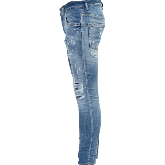 Dsquared2 Super Twinky Jean Paint Splash verstärkte zerrissene blaue Jeans - Image 3