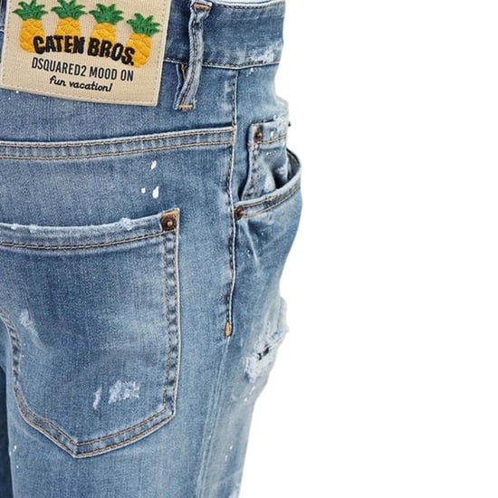 Dsquared2 Super Twinky Jean Paint Splash verstärkte zerrissene blaue Jeans - Image 4