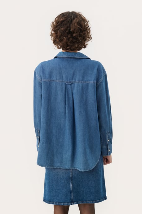 Langarm - Hemd Oversize fit Medium Blue Denim - Image 3