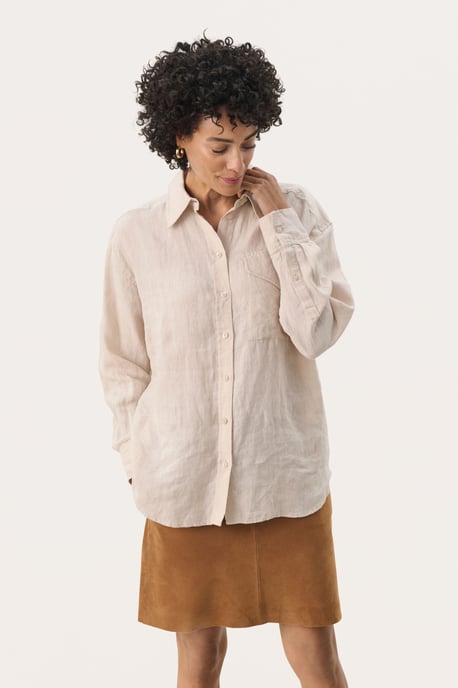 Langarm - Hemd Oversize fit French Oak cream - Image 2