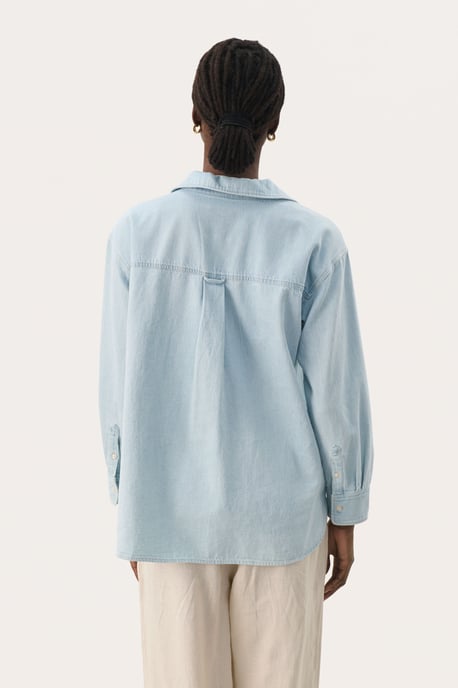 Langarm - Hemd Oversize fit Whiteish Blue denim - Image 3