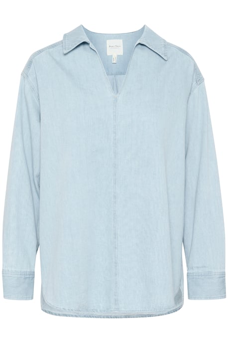 Langarm - Hemd Oversize fit Whiteish Blue denim - Image 4