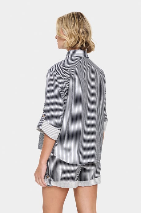 Langarm - Hemd Lockere Passform Ice Nightsky Stripe blue white - Image 3