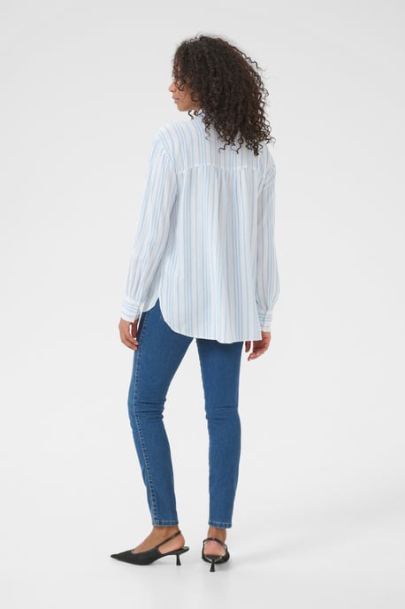 Langarm - Hemd Loose fit Chalk/Soft Chambray Stripe white blue - Image 3