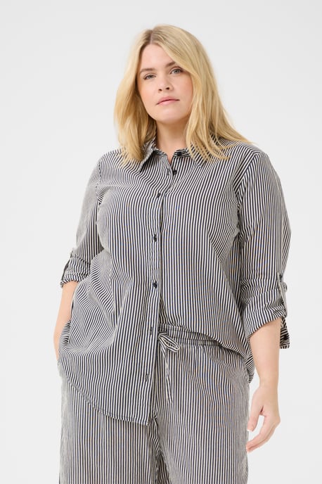 Langarm - Hemd Loose fit Midnight/White Stripe blue white - Image 3