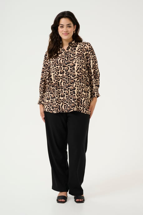 Langarm - Hemd Regular fit Naturel Leopard Print - Image 1