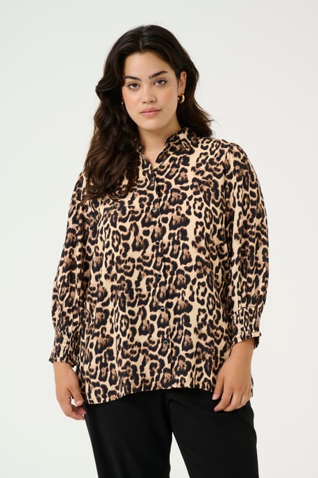 Langarm - Hemd Regular fit Naturel Leopard Print - Image 3