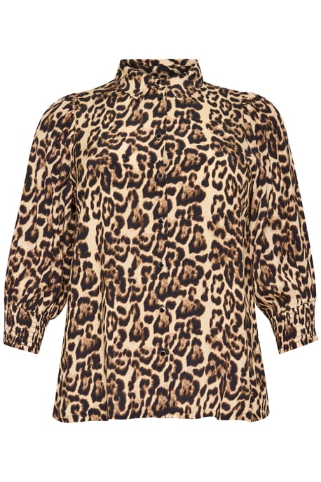 Langarm - Hemd Regular fit Naturel Leopard Print - Image 4