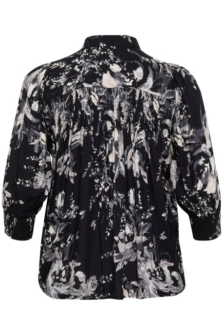 Langarm - Hemd Regular fit Black/White Painted Flower - Image 5