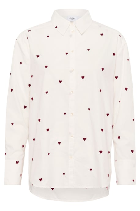 Langarm - Hemd Oversize fit Ice Burgundy Harts white - Image 4