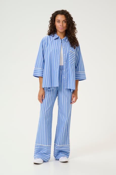 Langarm - Hemd Relaxed fit Blue Stripe white - Image 1