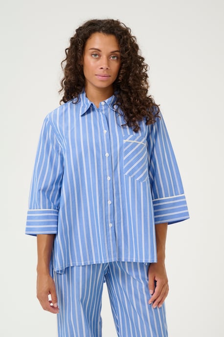 Langarm - Hemd Relaxed fit Blue Stripe white - Image 3