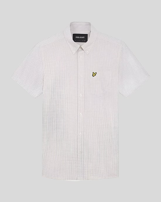 Kurzärmliges, schmal geschnittenes Gingham-Hemd von Lyle & Scott für Herren in Blau - Image 5
