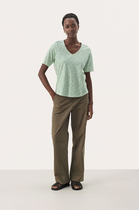 T-shirt Relaxed fit Green Mini Grid Flower floral - Image 1