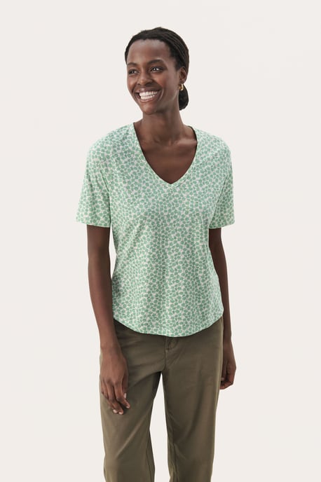 T-shirt Relaxed fit Green Mini Grid Flower floral - Image 2