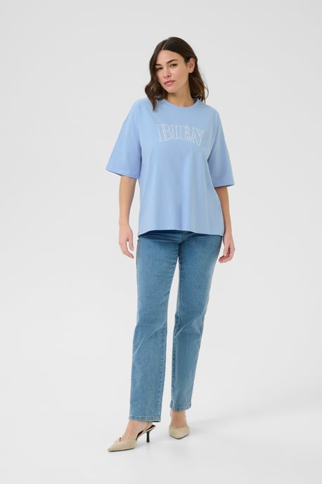 T-shirt Oversize fit Vista Blue W. Chalk Embroidery light blue - Image 1