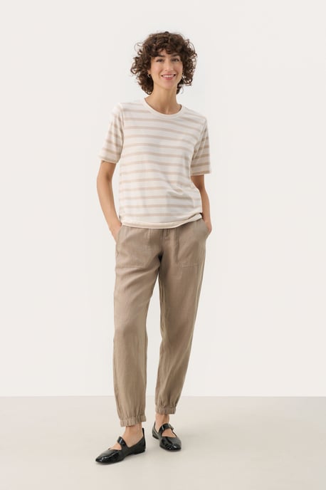 T-shirt Gerade Passform French Oak and White Stripe beige - Image 1
