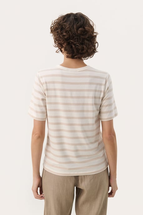 T-shirt Gerade Passform French Oak and White Stripe beige - Image 3