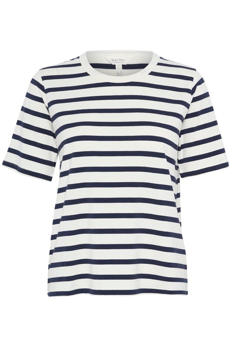 T-shirt Gerade Passform Navy and White Stripe - Image 4