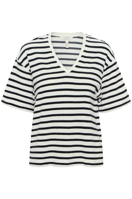 T-shirt Lockere Passform Black and Eggnog Stripe black white - Image 4