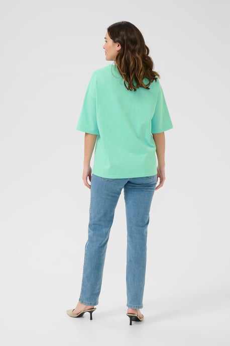 T-shirt Oversize fit Pool Blue W. Chalk Embroidery - Image 2