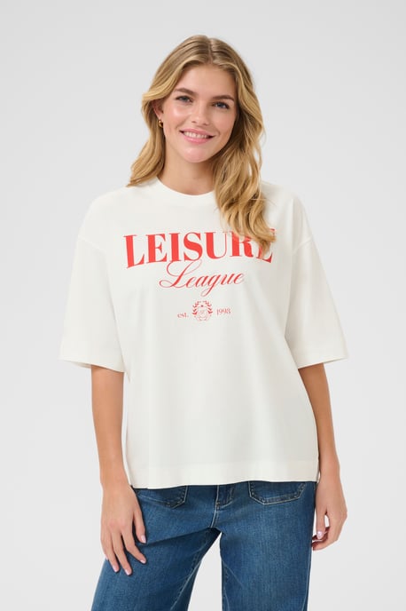 T-shirt Loose fit Chalk w. Fiery Red white red - Image 3