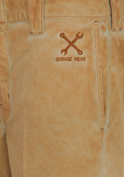 King Kerosin Herren King Kerosin Workwear Shorts in Oil-Washed Optik Garage Wear senf - Image 3