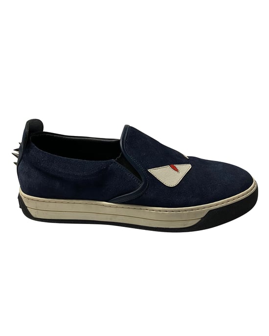 Fendi Monster 3D Eyes Slip-On Sneakers aus marineblauem Wildleder - Image 5