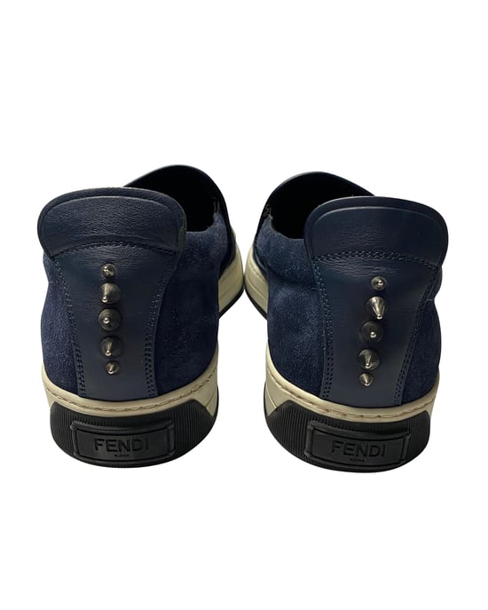 Fendi Monster 3D Eyes Slip-On Sneakers aus marineblauem Wildleder - Image 6