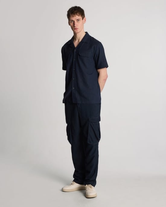 Lyle & Scott Baumwoll-Leinen Cargo-Hose - Dunkelblau - Image 1