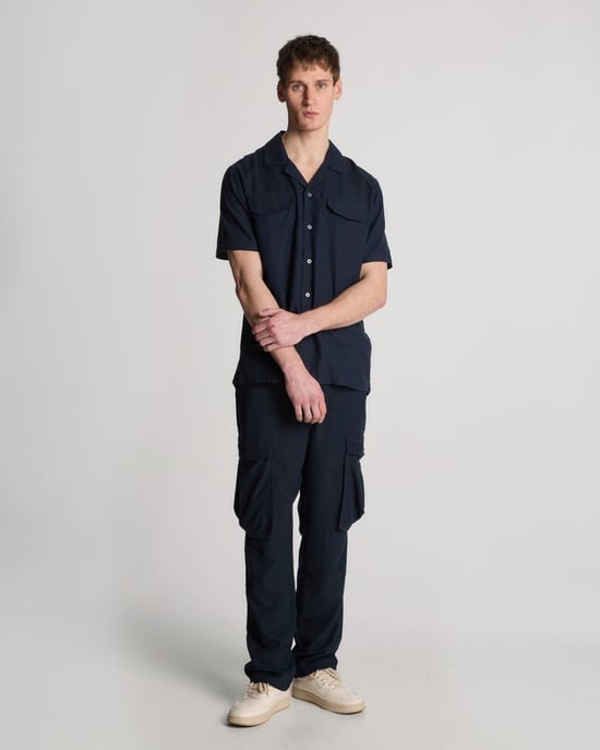 Lyle & Scott Baumwoll-Leinen Cargo-Hose - Dunkelblau - Image 2