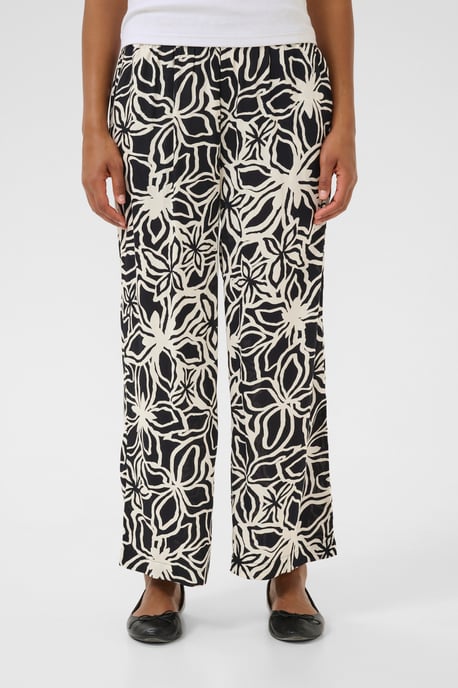 Casual Hose Loose fit Black / Light Beige Flower - Image 3