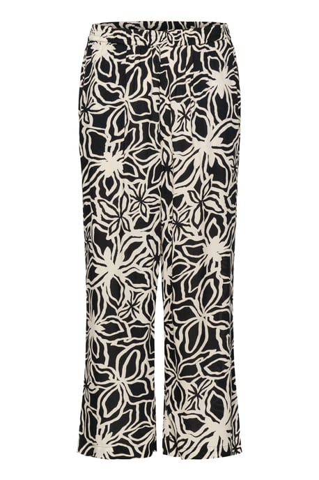 Casual Hose Loose fit Black / Light Beige Flower - Image 4