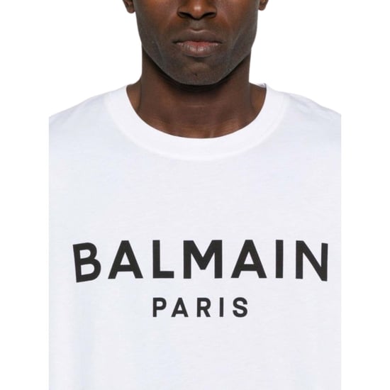 Balmain Paris - Weißes T-Shirt mit auffälligem Markenlogo - Image 4