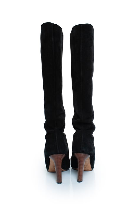 Schwarze Wildleder-Kniestiefel mit GG-Logo - Image 3