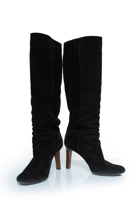 Schwarze Wildleder-Kniestiefel mit GG-Logo - Image 6