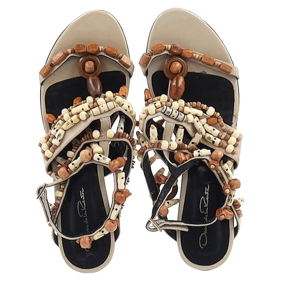 Oscar de la Renta – Corinne – Flache Riemchensandalen mit Verzierung aus mehrfarbigem Leder - Image 3