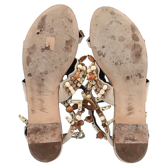 Oscar de la Renta – Corinne – Flache Riemchensandalen mit Verzierung aus mehrfarbigem Leder - Image 6