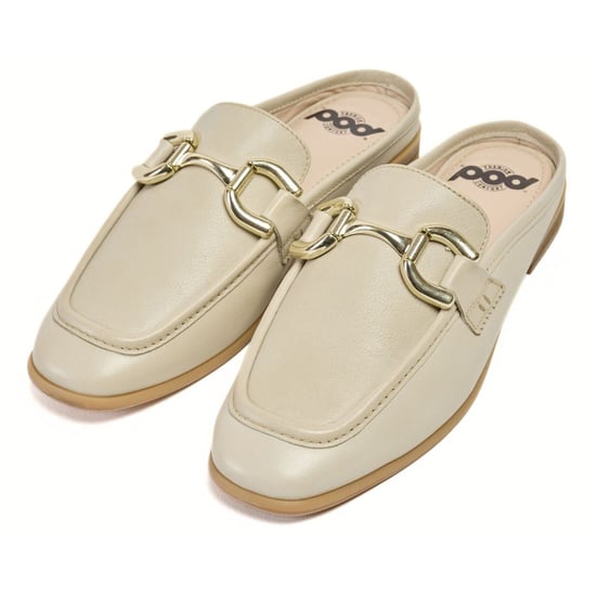 Pod Mila Leder Damen Taupe Mules - Image 5