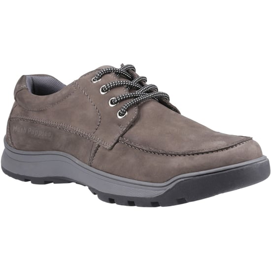 Hush Puppies Tucker Schnür-Leder Herren Grau Nubuk Schnürschuhe - Image 1