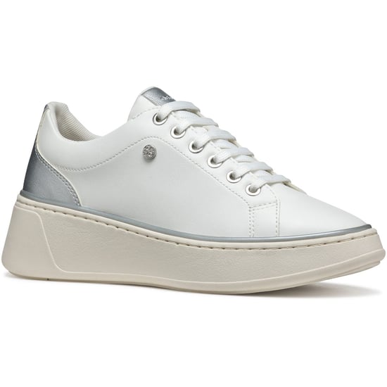 Geox D SUNNETTY Synthetische Polyurethan Damen Sneakers Weiß/Silber - Image 1