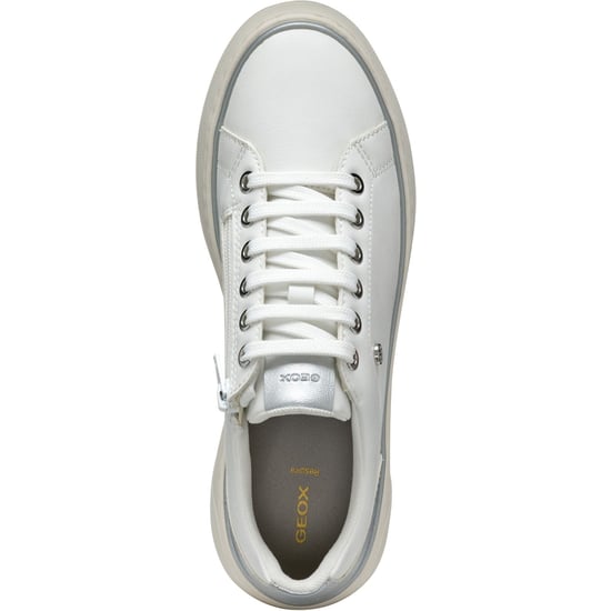 Geox D SUNNETTY Synthetische Polyurethan Damen Sneakers Weiß/Silber - Image 4