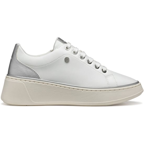 Geox D SUNNETTY Synthetische Polyurethan Damen Sneakers Weiß/Silber - Image 5