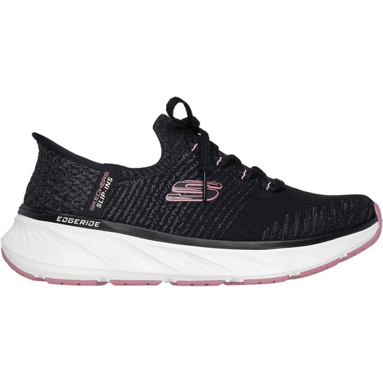Skechers Edgeride Impression Textil Damen Schwarz/Rosa Sneaker - Image 5