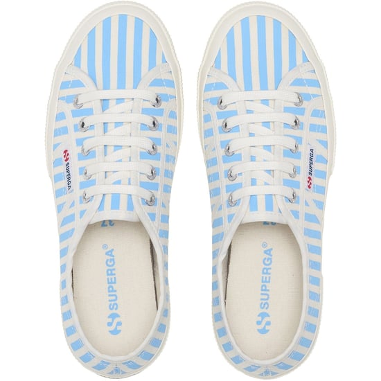 Superga 2750 Streifen Druck Baumwolle Damen Offwhite/Azur Sneakers - Image 4