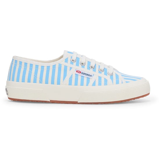 Superga 2750 Streifen Druck Baumwolle Damen Offwhite/Azur Sneakers - Image 5