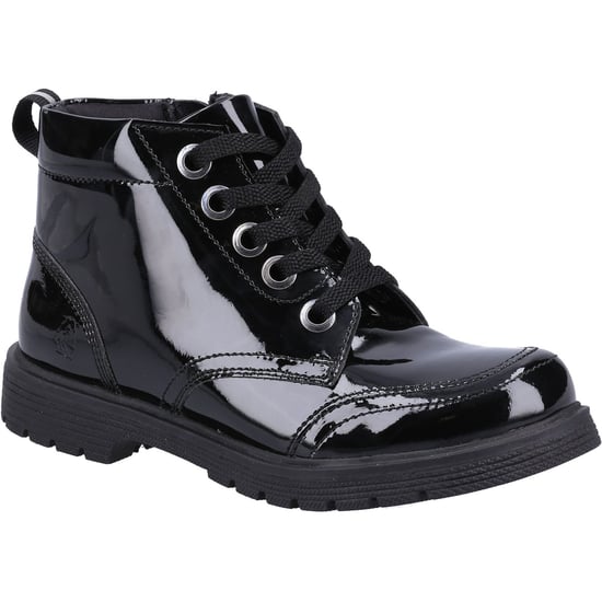 Hush Puppies Jolie Patent JNR Leder Mädchen Stiefel Schwarz - Image 1
