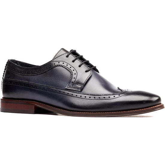 Base London Havisham Leder Herren Derby Schuhe in Marineblau - Image 1