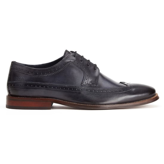 Base London Havisham Leder Herren Derby Schuhe in Marineblau - Image 4